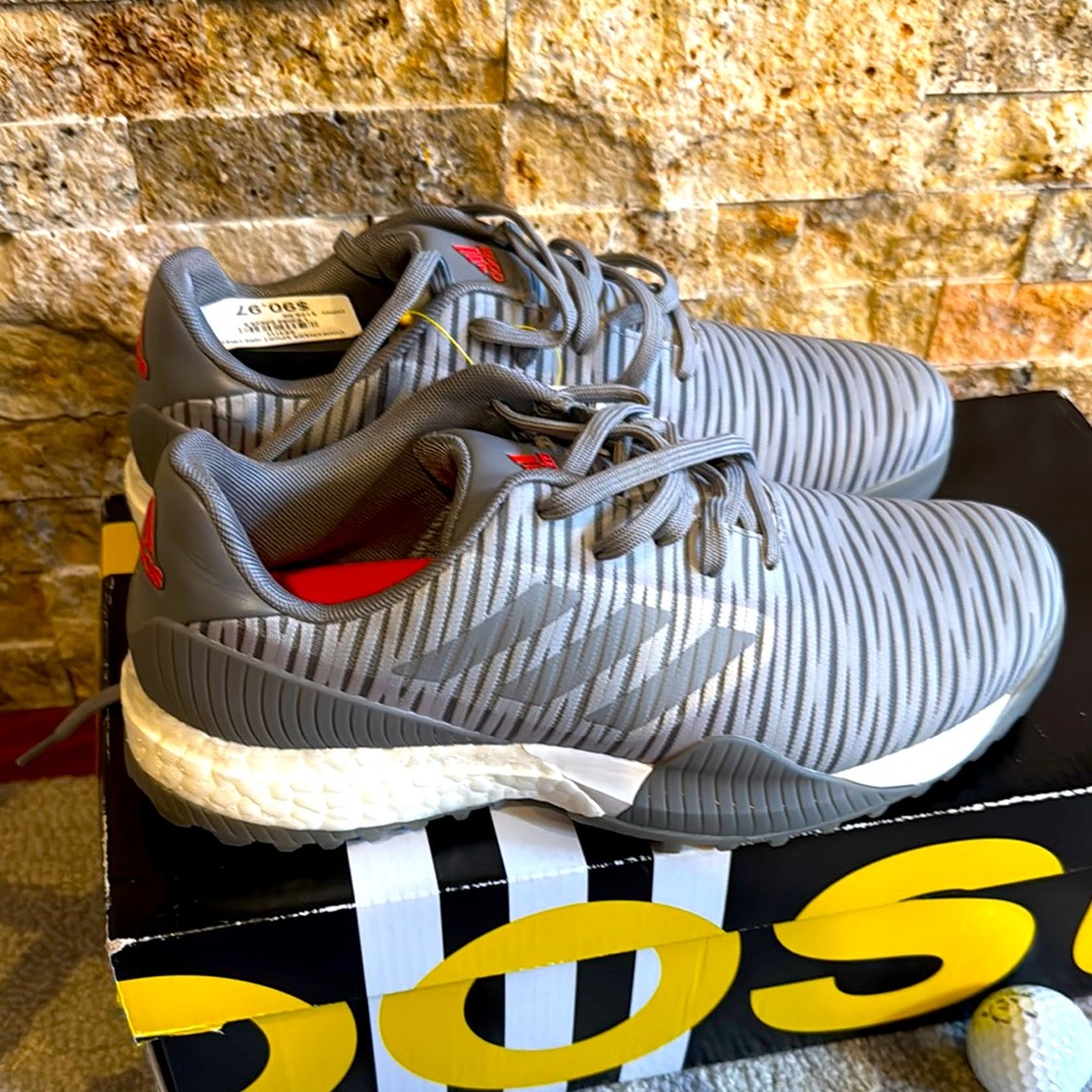 Adidas CodeChaos Golf Shoes - Gray with Red Accents